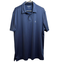 Izod Polo Shirt Men L Golf Stretch Blue Stripe Collar Henley Short Sleeves - £13.73 GBP