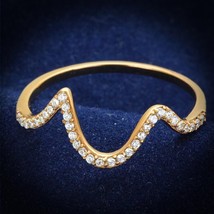 Fancy Round Cut Curved Wave Cz Band Rose Gold Plated Engagement Ring Sz 5-8 - £61.09 GBP