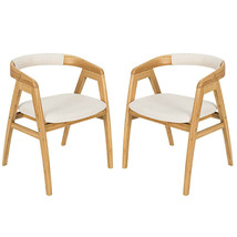 Set Of 2 Bamboo Accent Chairs Leisure Chairs Armchairs W/ Seat Cushion - £390.13 GBP