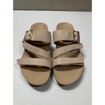 Vionic Skylar Slide Sandals Tan Beige Textured Faux Leather Strappy Wome... - $820.07 MXN