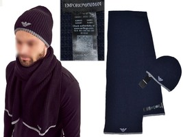 ARMANI Scarf &amp; Hat for Men Made In Italy EA07 T1G - £118.69 GBP