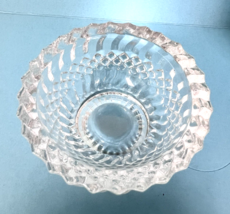 Vintage Crystal Diamond Pressed Glass Footed Open Salt Dip Cellar 1 3/8"... - $12.38