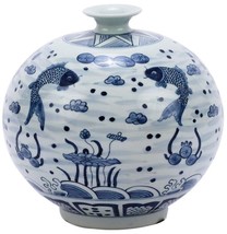 Vase Fish Pomegranate Blue Colors May Vary White Variable Ceramic Handmade - £183.05 GBP