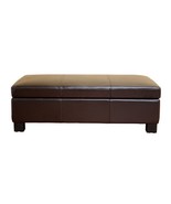 Modern Dark Brown Rectangle Leather Storage Ottoman Hidden Storage Space - $483.42 CAD