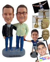 Personalized Bobblehead Happy friends hugging havng a great time together wearin - £122.67 GBP