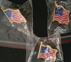 Patriotic American Flag Lapel Pins 3/Pk - £2.32 GBP