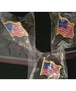 Patriotic American Flag Lapel Pins 3/Pk - £2.35 GBP