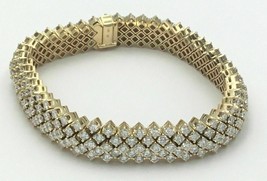 10Ct Round Cut Simulated Diamond 7&quot; Tennis Bracelet in 14K Yellow Gold Over 925 - £248.69 GBP