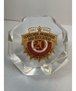 Anheuser Busch Consumer Awareness &amp; Education 20 Year Lucite Paperweight - $526.82 MXN