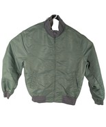 Golden Bear Green Satin Bomber Jacket Cow Leather Nylon California USA s... - $148.50