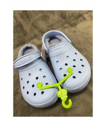 Crocs Classic Lined Clogs Fuzzy Slippers Warm Indoor Outdoor Shoes Blue S 7 - $68.38 CAD