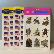 Vintage Hallmark American Flags USA &amp; Norman Rockwell Curtis Publishing Stickers - £11.70 GBP