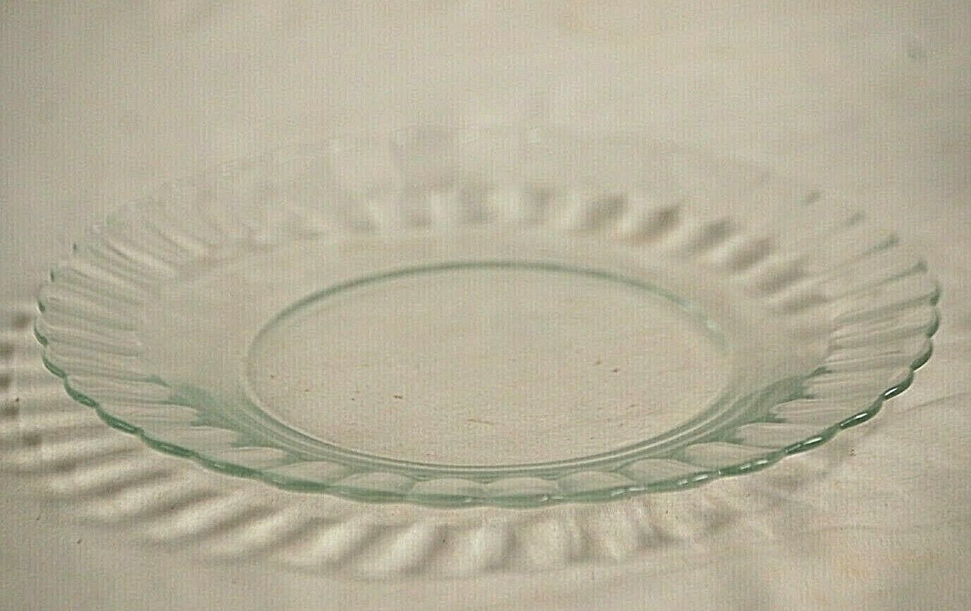 Primary image for Clear Glass Fluted Edge Luncheon Plate 9" Unknown Maker Vintage MCM