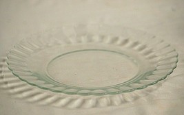 Clear Glass Fluted Edge Luncheon Plate 9&quot; Unknown Maker Vintage MCM - £21.35 GBP