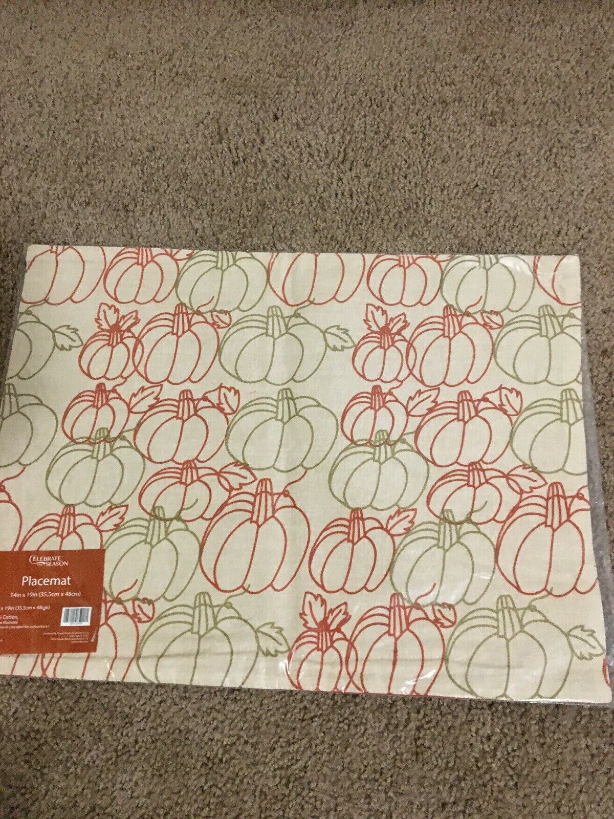 HARVEST Pumpkin Placemat Fall Thanksgiving NEW —389 - $13.41