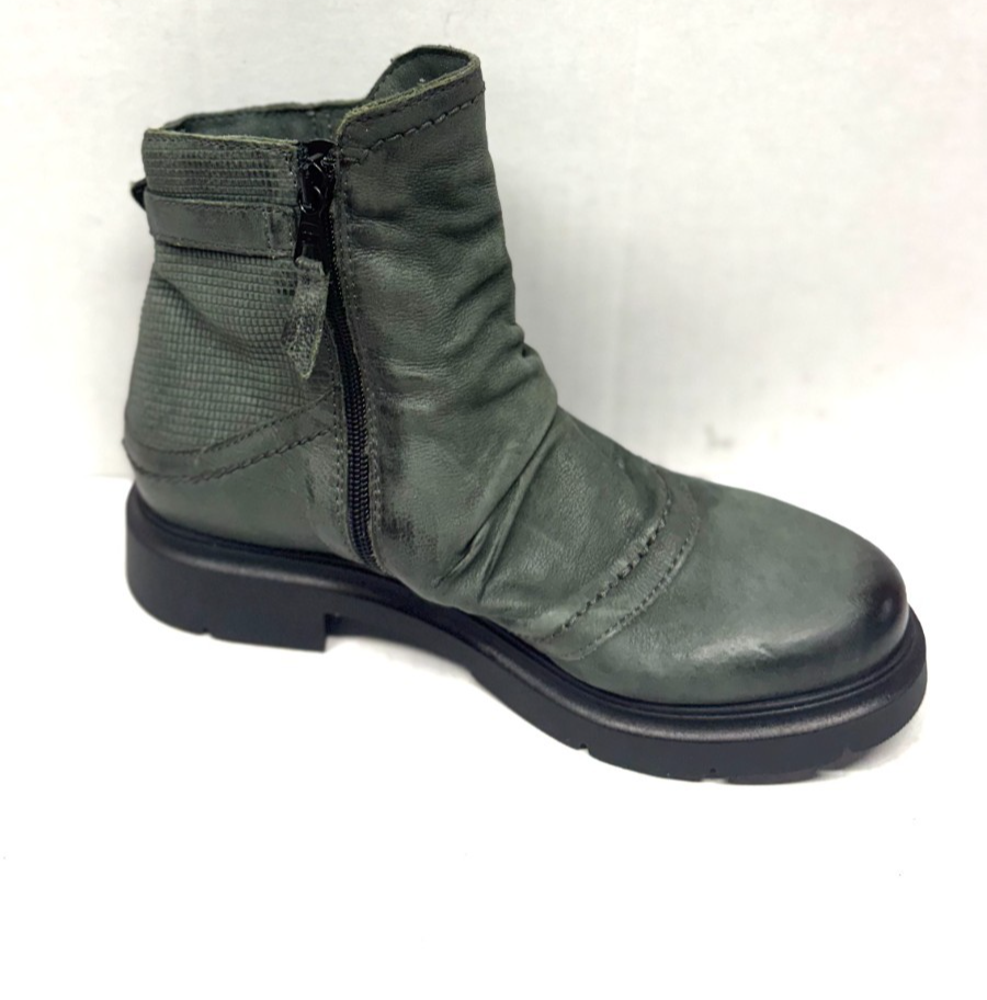 MIZ MOOZ LEATHER BUCKLE ANKLE BOOTS SIDE ZIP FOREST GREEN  37EU / 7US  # Z-17 Item image 2