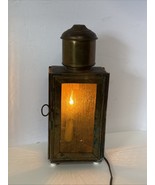 Vintage Brass Wall Table Miner Light Works Home Decor Glass Door/ Sides - $49.49