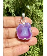 Ciondolo in argento sterling 925 placcato, pietra agata geode druzy viola, gu... - $12.75