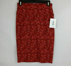 NWT Lularoe Cassie Pencil Skirt Red With Floral Designs Size XS - £12.38 GBP