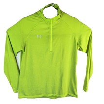 Womens Long Sleeve Neon Green 1/4 Zip Pullover Top Size Large Under Armour - $21.77