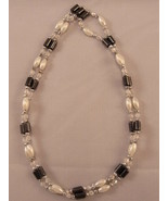 MAGNETIC FAUX PEARL NECKLACE SILVER TONE BLACK BEADS ON 35&quot; ADJUSTABLE S... - $150.58 MXN