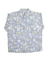 Tori Richard Honolulu Hawaiian Shirt Mens L Blue Beach Luau Cotton Made in USA - £19.45 GBP