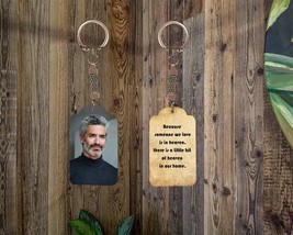 memorial keychain with photo / loss of father key ring / father memorial... - $21.00