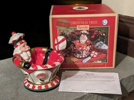 Spode Christmas Tree Peppermint Santa Bowl w/ Spreader Ceramic Server in Box - £18.41 GBP