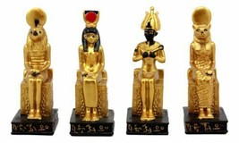 Egyptian Gods Horus Osiris Sekhmet And Isis Seated On Thrones Figurine Set of 4 - £25.16 GBP