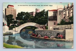Foot Bridge Over San Antonio River San Antonio Texas TX UNP Linen Postcard O4 - £3.05 GBP