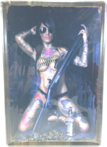 Sexy Tattooed War Girl Gun &amp; Bullets 23.5” x 15.5” Wall Mount w/ 4 Corner Holes - £25.90 GBP