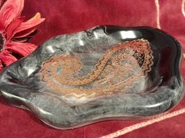 PAISLEY Black and White Trinket Dish Tray Chic Classy Change Keys Paper ... - $13.99