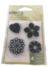 Studio 112 Clear Mini Stamps Set of 4 Spring Flowers Garden Leaf Card Making Art - £6.37 GBP