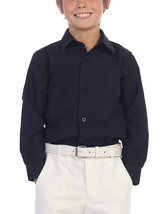 Boy&#39;s Classic Fit Long Sleeve Casual Button Down Black Dress Shirt - 7 - $12.86