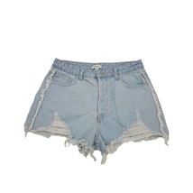 Forever 21 Button Fly Shorts 29 Womens High Rise Raw Hem Distressed Light Wash - £14.98 GBP