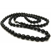 Black Glass Round Marble 8mm Bead Balls Men Hip Hop Long Necklace 36&quot; - £21.74 GBP