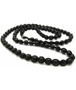 Black Glass Round Marble 8mm Bead Balls Men Hip Hop Long Necklace 36&quot; - $542.38 MXN