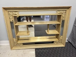 Vintage SHADOWBOX MIRROR Wall Art Hollywood Regency 50s mid century modern shelf - $149.99