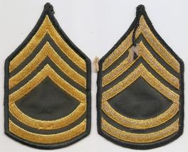 US Army  E-7 Sergeant First Class Gold On Green Emnbroidered Patch Pair Set - $4.00