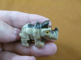 y-rhi-24 little gray RHINO SOAPSTONE gemstone Stone Figurine I love rhin... - £6.75 GBP