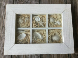 Wood Framed with Seashells and Starfish Wall or Tabletop Decoration 6.5&quot;... - $9.39