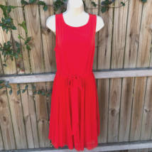 Lane Bryant Dress Size 14/16 Pleated Fit &amp; Flare Dress Coral Lined Belted NWT - £24.57 GBP