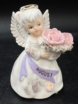 Lefton Angel Figurine 4.25&quot; Spaghetti Birthday August Roses 3332 Vintage - €21,49 EUR