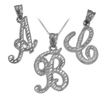 Sterling Silver Sparkle-Cut Letter Initial Script Pendant Necklace - $19.99+