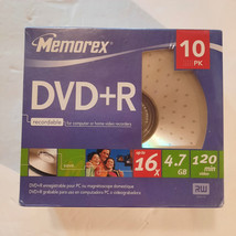 Memorex DVD+R 10 Pack With Slim Cases ~ Up To 16x 4.7 GB 120 min ~ NEW &amp; SEALED - £14.72 GBP