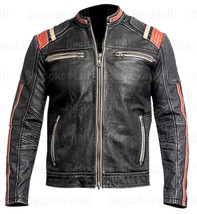NEW MEN&#39;S  BLACK VINTAGE DISTRESSED MOTORCYCLE REAL COWHIDE LEATHER JACK... - $161.99+