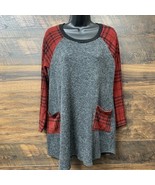 Chris &amp; Carol Plaid Dress Women Size Medium Gray Red Black Front Pockets - $42.92 CAD