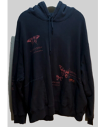 adidas Adventure Pink Butterfly Double-Sided Pullover Black Hoodie 2XL - $33.25