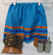 New Native American Seminole Girl&#39;s Handmade Blue Ribbon Skirt Sz Med - £27.24 GBP