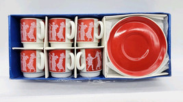 Vintage Red Demitasse Greek Cups &amp; Saucer Tajimi Japan  2” Set Of 6   - $30.00